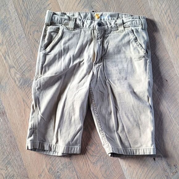 CARHARTT Khaki Relaxed Fit Cargo Cotton Shorts 32 - Picture 1 of 7